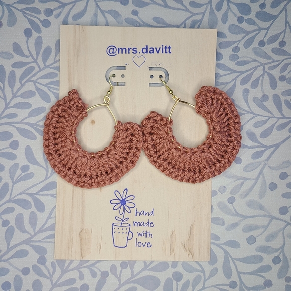 VENICE crochet fan dangle hook earrings boho - Picture 9 of 10